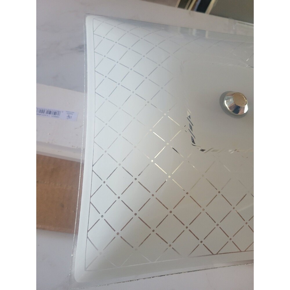 Vtg MCM Square Glass Diamond pattern Ceiling Light Cover Shade Fixture  12”x12 - Picture 11 of 13